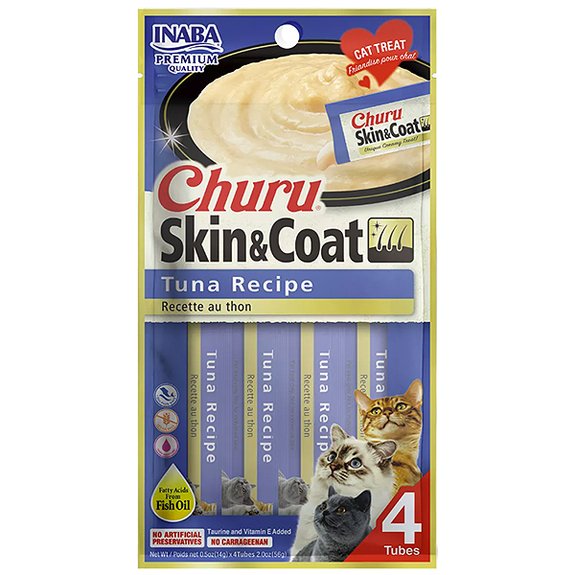 Churu Skin & Coat Tuna Recipe Grain-Free Lickable Cat Treats