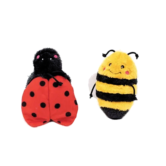 Crinkle Bugs Bee & Ladybug Squeaky & Crinkly Dog Plushes