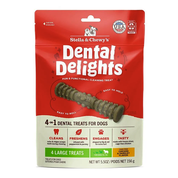 Dental Delights 4-in-1 Dental Chews for Dogs Chicken & Parsley