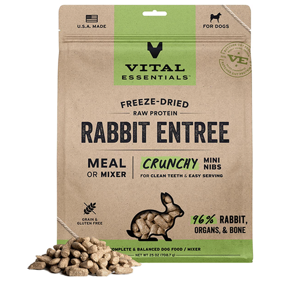 Rabbit Crunchy Mini Nibs Freeze-Dried Grain-Free Dog Food