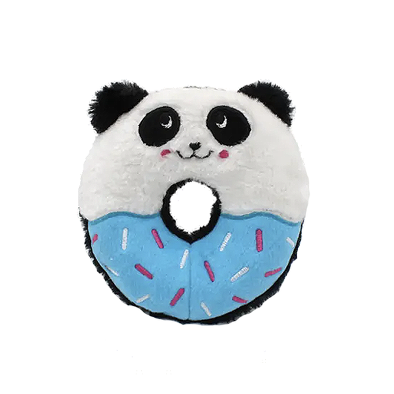 Donutz Buddies Panda Stuffing-Free Squeaky Plush Dog Toy