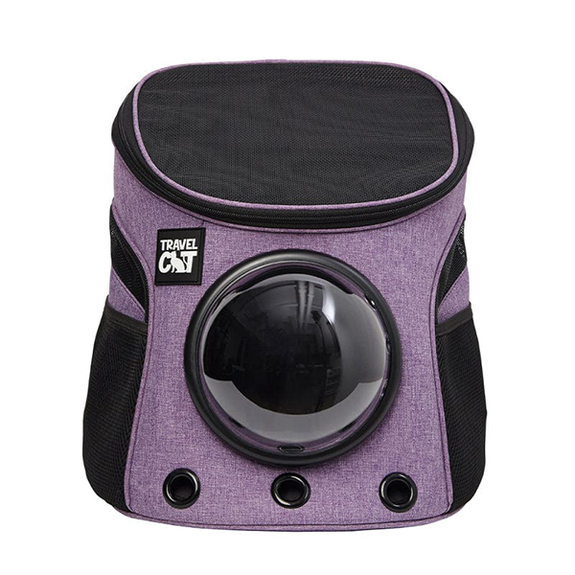 The Fat Cat Mini Backpack for Smaller Cats Travel Carrier with Window Purple