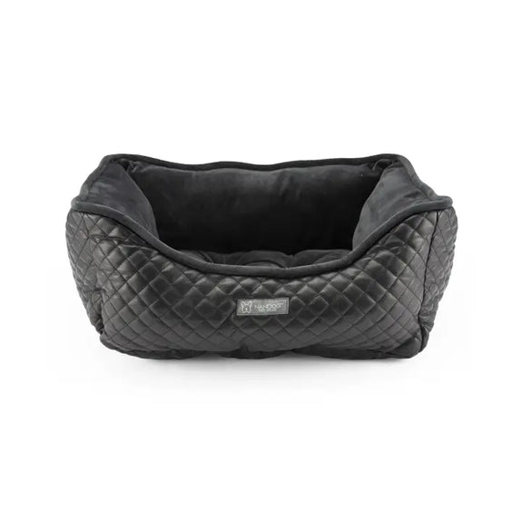 Pet Gear Quilt Leather Reversible Dog and Cat Bed, Black