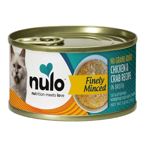 Finely Minced Chicken & Crab Recipe in Broth Grain-Free Canned Cat Food