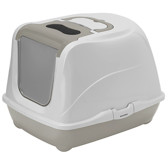 Flip Cat Jumbo Enclosed Cat Litter Box Warm Grey