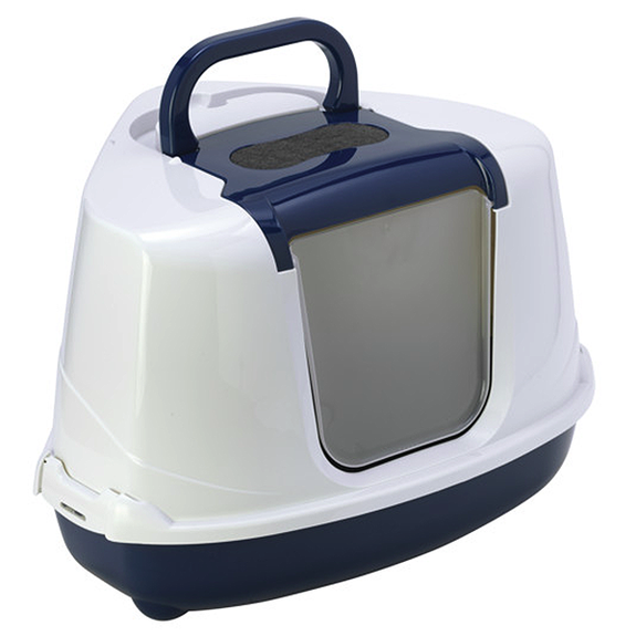 Flip Corner Enclosed Cat Litter Box Blue Berry