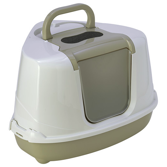 Flip Corner Enclosed Cat Litter Box Warm Grey