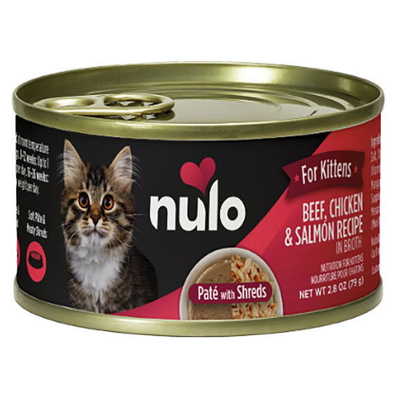 For Kittens Beef, Chicken & Salmon Recipe Paté with Shreds Wet Canned Grain-Free Cat Food