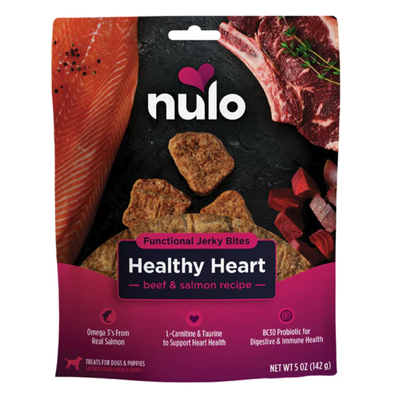 Functional Jerky Bites Heart Health Beef & Salmon Recipe Grain-Free Dog Treats