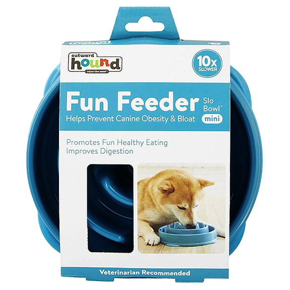 Fun Feeder Slo Bowl Non-Skid Slow Feeder Dog Bowl Blue