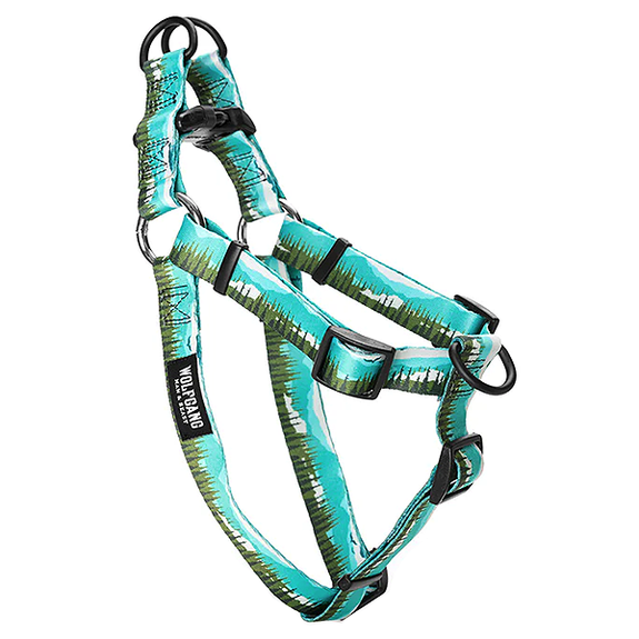 GreatEscape Comfort Durable Polyester Dog Harness Blue & Green Landscape Pattern