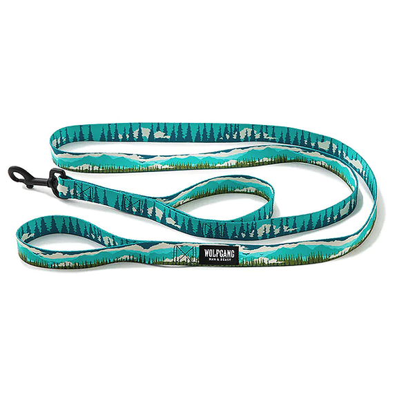 GreatEscape React Dual Handle Durable Polyester Dog Leash Blue & Green Landscape Pattern