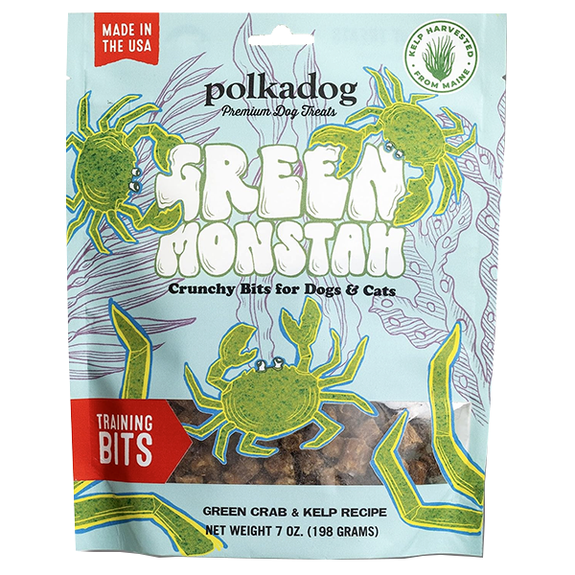 Green Monstah Green Crab & Kelp Recipe Crunchy Bits Training Dog Treats