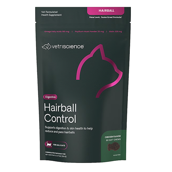 Hairball Control Supplement Chews Chicken Flavor for Cats 60 Count