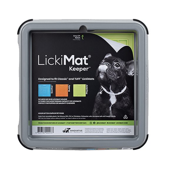 Indoor Keeper LickiMat Holder & Dish for Dogs Gray