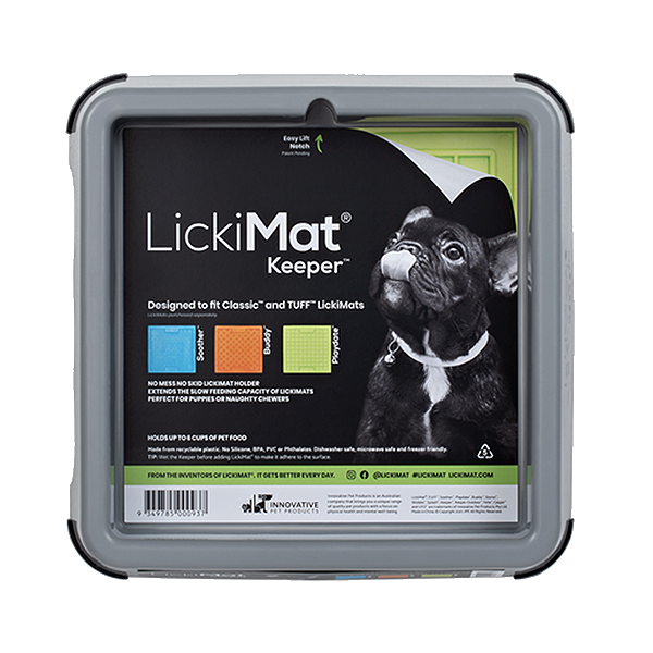 Indoor Keeper LickiMat Holder & Dish for Dogs Gray