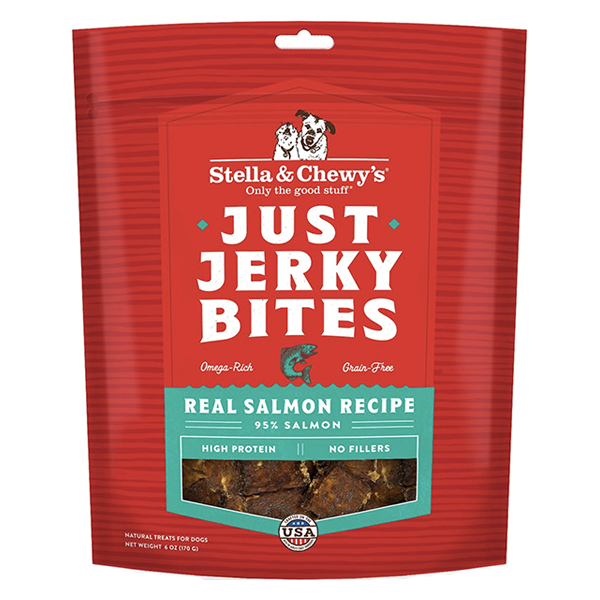 Just Jerky Bites Real Salmon Recipe Tender Grain-Free Dog Treats