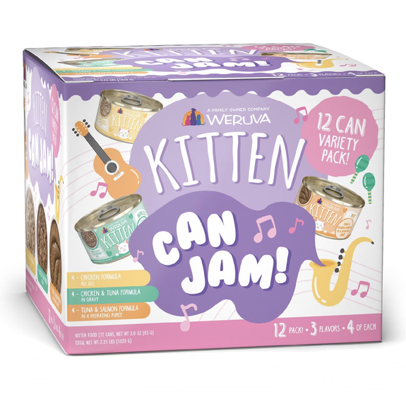 Kitten Can Jam Chicken Tuna and Salmon Variety Pack Grain-Free Wet Canned Food for Kittens