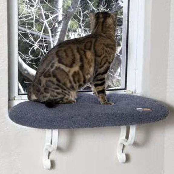 Kitty Sill Window Perch Shelf Cushioned Cat Window Seat Gray
