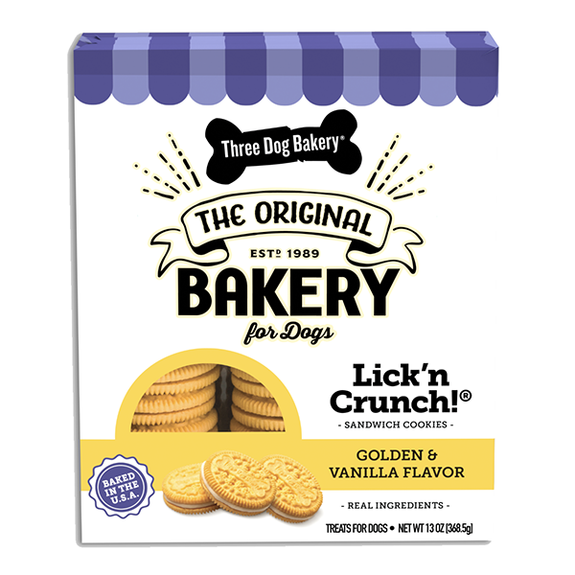 Lick'n Crunch Vanilla Cookie & Creme Sandwich Crunchy Dog Treats