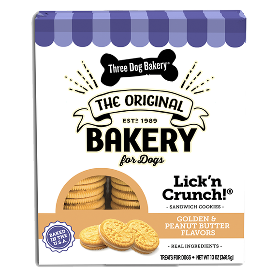 Lick'n Crunch Peanut Butter Cookie & Vanilla Creme Sandwich Crunchy Dog Treats
