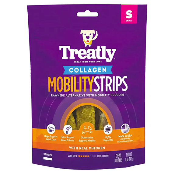 Collagen Mobility Strips Rawhide Alternative with Mobility Support Real Chicken Recipe Dog Chews