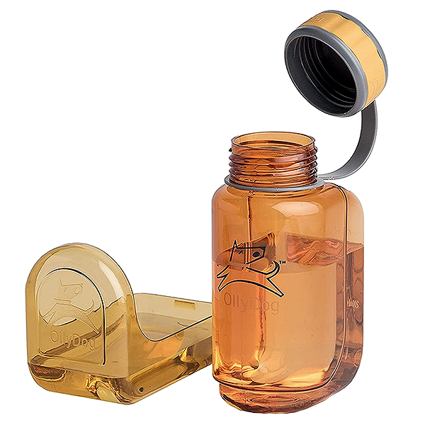 Olly Bottle 2-in-1 Travel Water Bottle with Bowl for Dogs & People Flame Orange