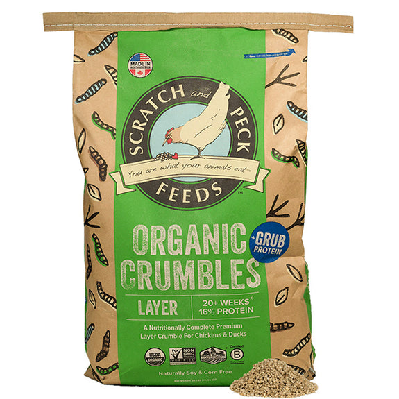 Naturally Free Organic Layer Crumbles + Grub Protein Whole Grain Hen & Farm Poultry Food
