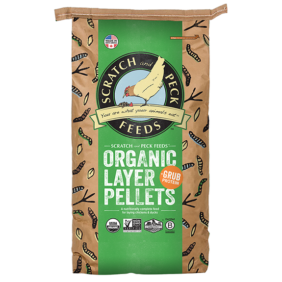 Naturally Free Organic Layer Pellets + Grub Protein Whole Grain Hen & Farm Poultry Food