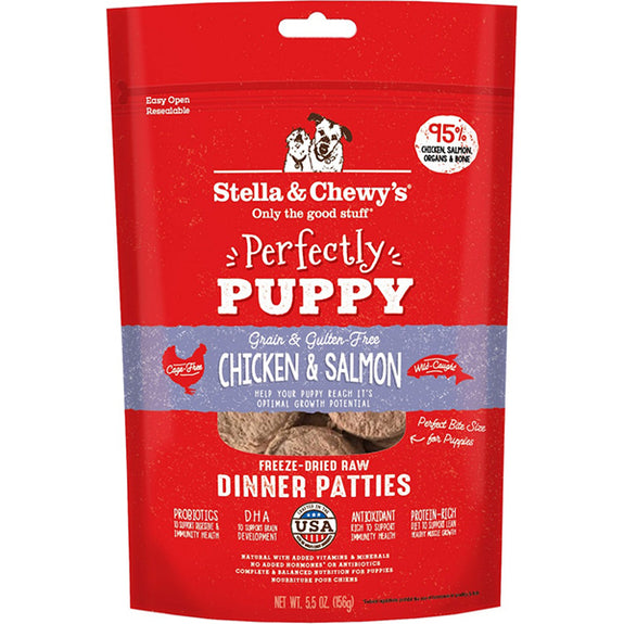 Perfectly Puppy Freeze-Dried Raw Chicken and Salmon Dinner Patties Grain-Free Dog Food