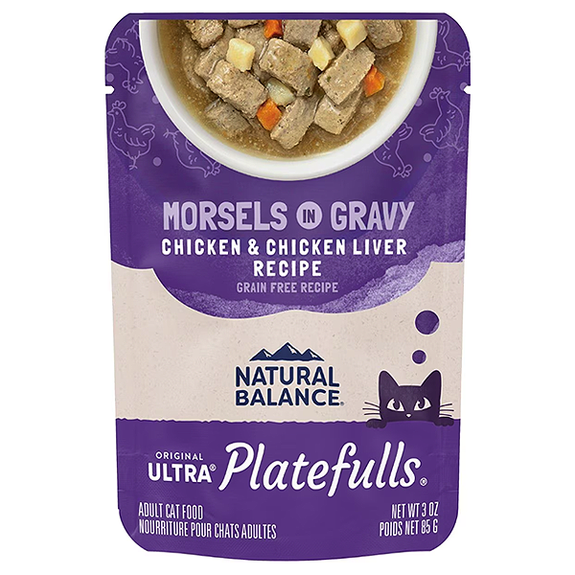 Original Ultra Platefulls Morsels in Gravy Chicken & Chicken Liver Recipe Grain-Free Wet Cat Food Pouches