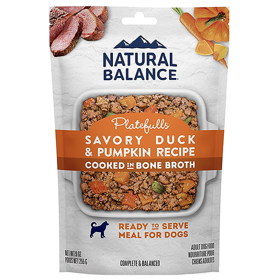 Platefulls Savory Duck & Pumpkin Recipe Grain Free Wet Pouch Dog Food