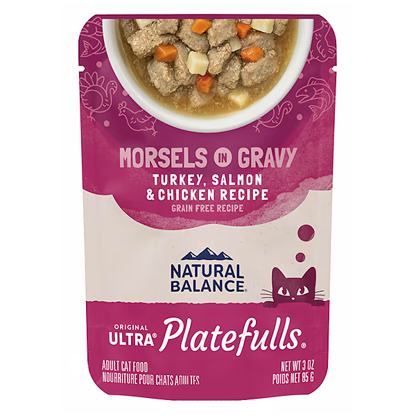 Original Ultra Platefulls Morsels in Gravy Turkey, Salmon & Chicken Recipe Grain-Free Pouch Wet Cat Food