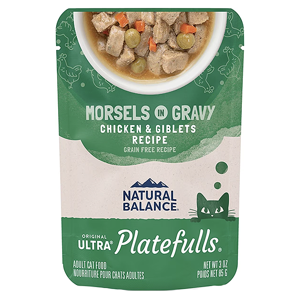 Original Ultra Platefulls Morsels in Gravy Chicken & Giblets Formula Grain-Free Adult Wet Cat Food Pouches