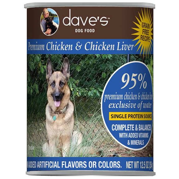 Premium Chicken & Chicken Liver 95% Meat Grain-Free Canned Dog Food