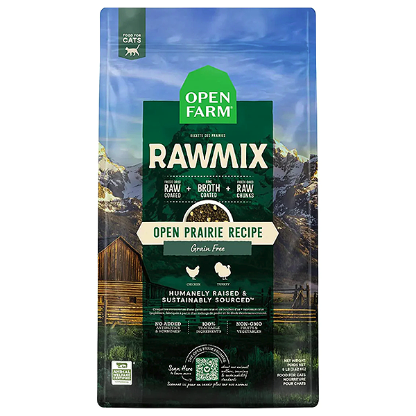 RawMix Open Prairie Chicken & Turkey Recipe Grain-Free Freeze-Dried Coated & Infused Dry Cat Food