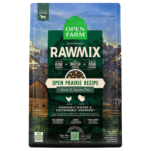 RawMix Open Prairie Recipe Chicken & Turkey Grain-Free Freeze-Dried Coated & Infused Dry Dog Food