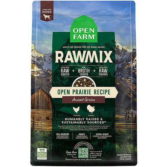 RawMix Open Prairie Recipe Chicken & Turkey Ancient Grains Freeze-Dried Coated & Infused Dry Dog Food