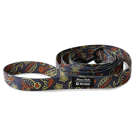 SandFlats Durable Polyester Dog Leash Blue, Red & Yellow Western Line Art Pattern