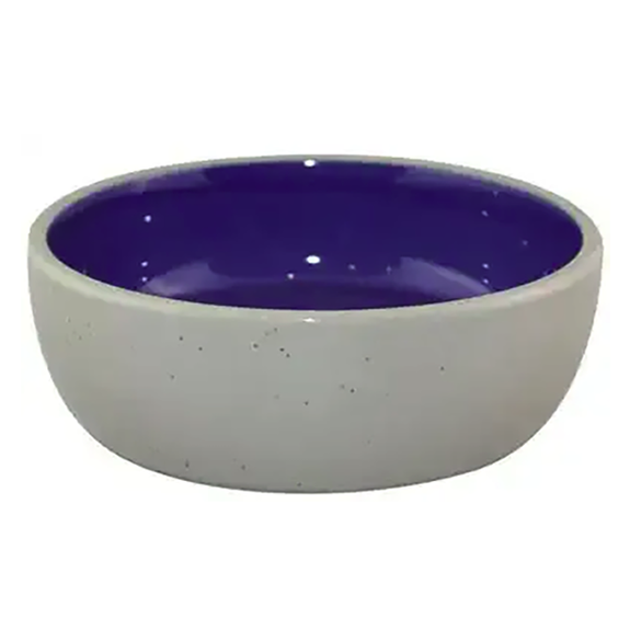 SPOT Stoneware Crock Saucer Ceramic Cat Food Dish Blue & Grey