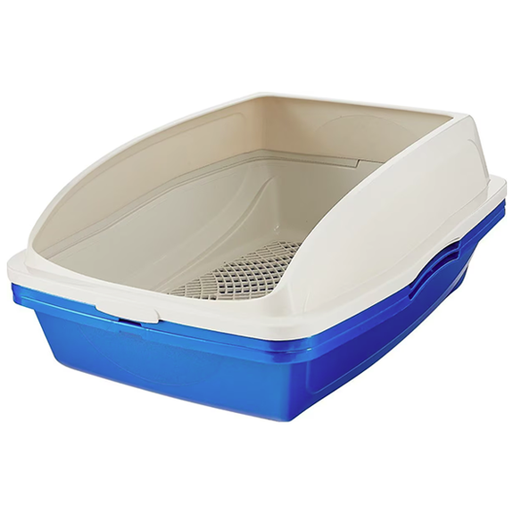 Sifting Cat Litter Pan with Frame Blue & White