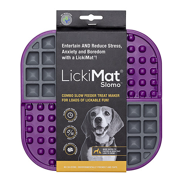 LickiMat Slomo Slow Feeder Solo Treat-Dispensing Dog Toy Purple