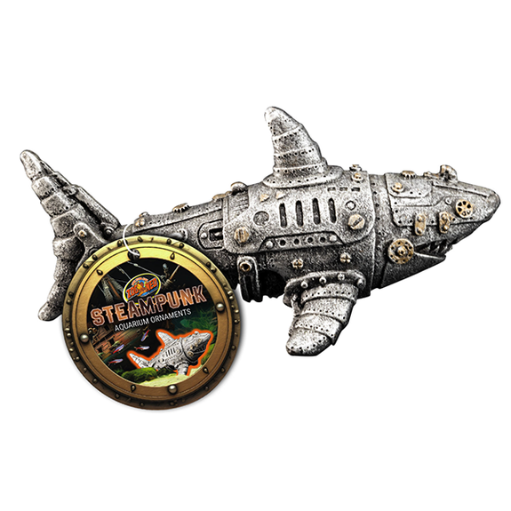 Steampunk Ornaments Silver Shark Aquarium Decor