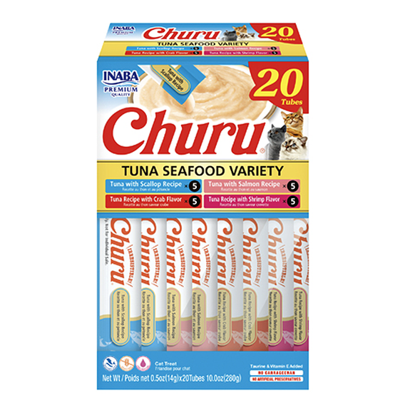 Churu Tuna & Seafood Puree Variety Pack Grain-Free Lickable Cat Treats