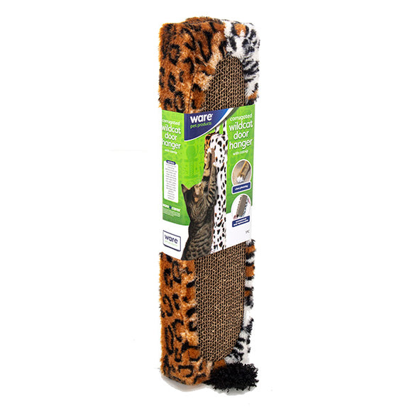 WildCat Corrugated Cardboard Fuzzy Door Hanging Scratcher Leopard Print