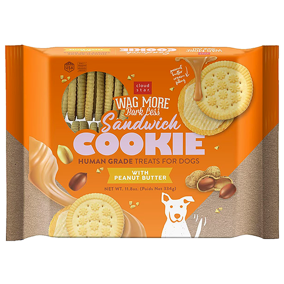 Wag More Bark Less Sandwich Cookies with Peanut Butter Dog Treats