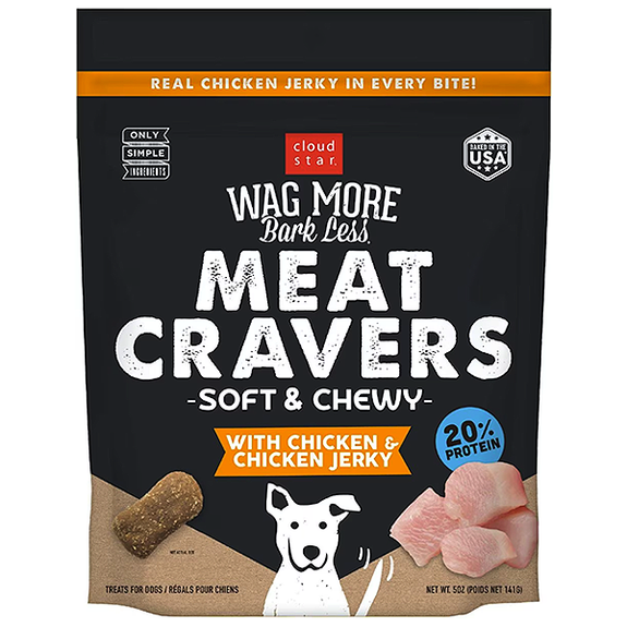 Wag More Bark Meat Cravers Soft & Chewy with Chicken & Chicken Jerky Dog Treats