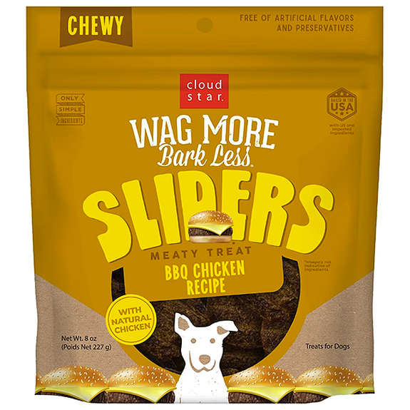 Wag More Bark Less Sliders Soft & Chewy BBQ Chicken Recipe Grain-Free Dog Treats