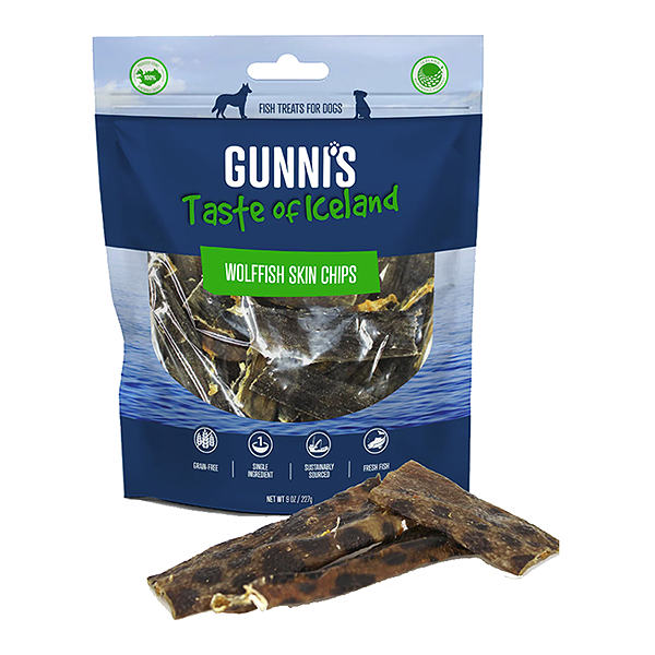 Wolffish Skin Chips Air Dried Single Ingredient Grain-Free Fish Dog Treats