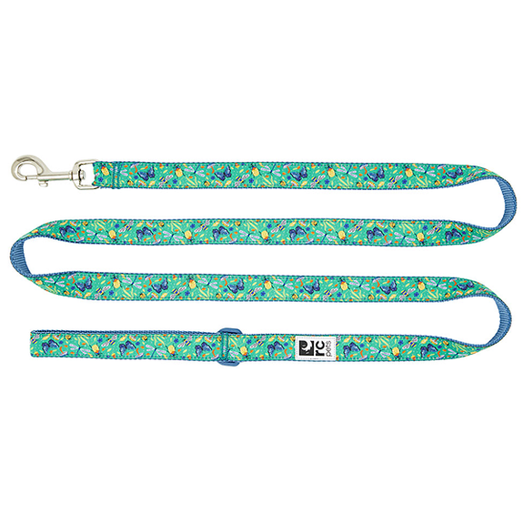 Dog Leash with Reflective Label Wonderland Green & Blue Butterfly Pattern